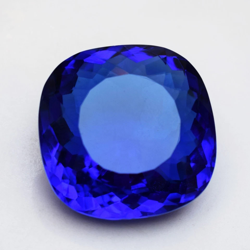 235 Carat Lustrous Blue Tanzanite Cushion Cut Flawless Certified Loose Gemstone