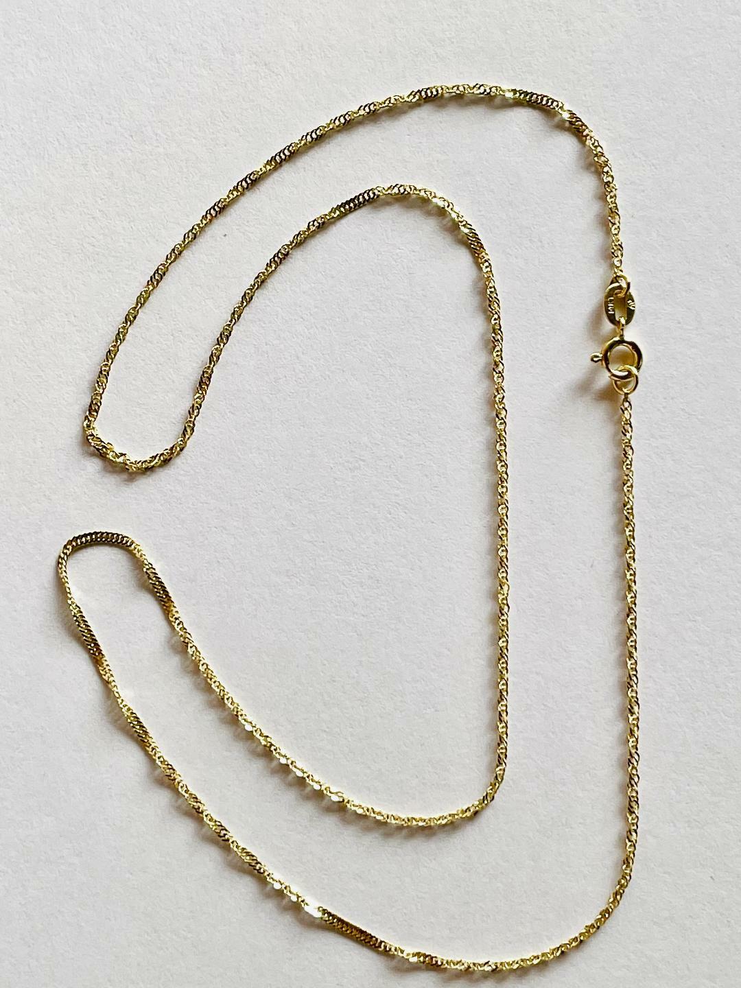 14K Solid Yellow Gold Singapore Chain Width 1.0 mm Length 16 inches (40 CM) 020