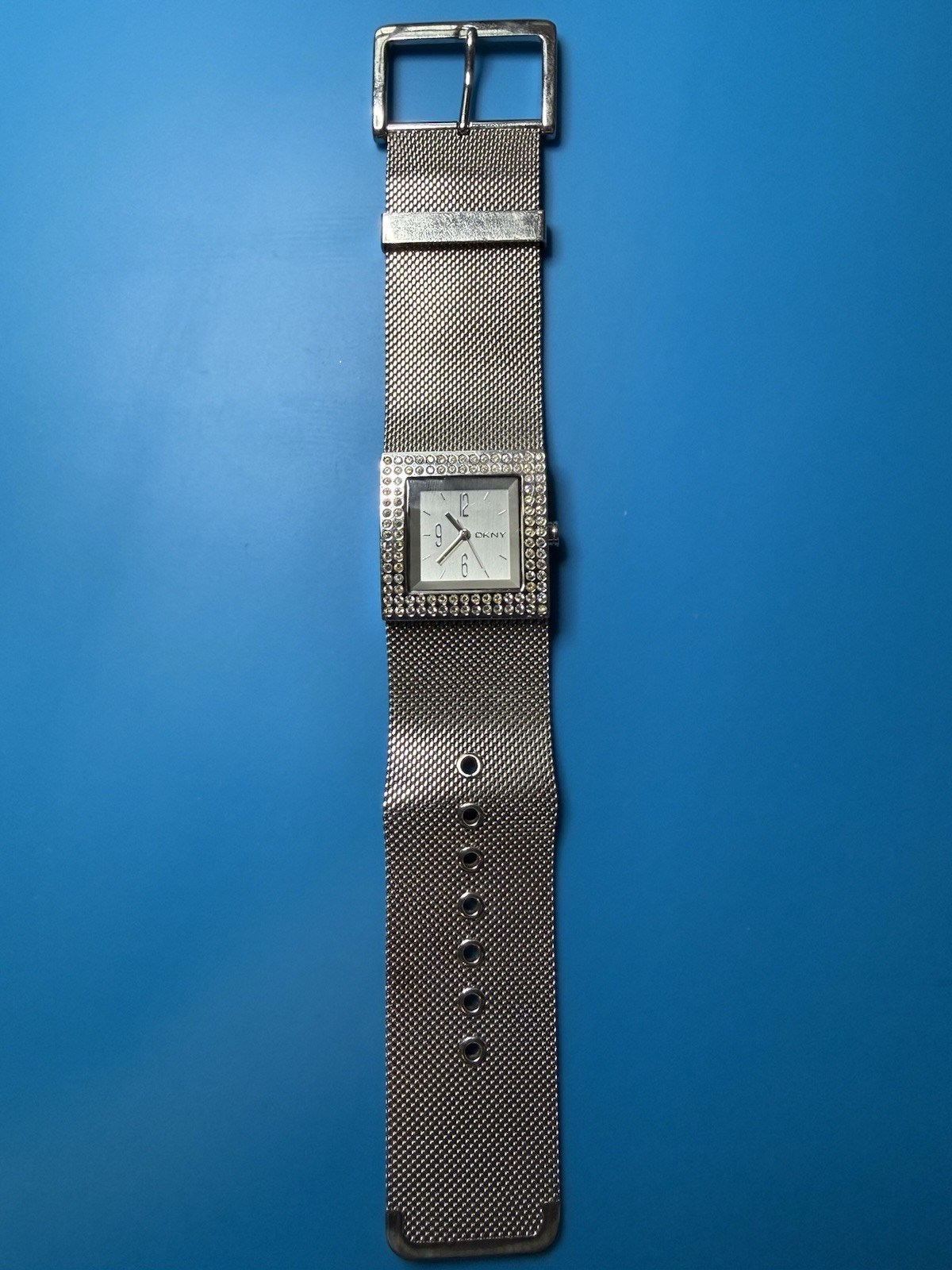 DKNY Women’s Silver Square Dial Mesh Band Quartz Wristwatch 30m