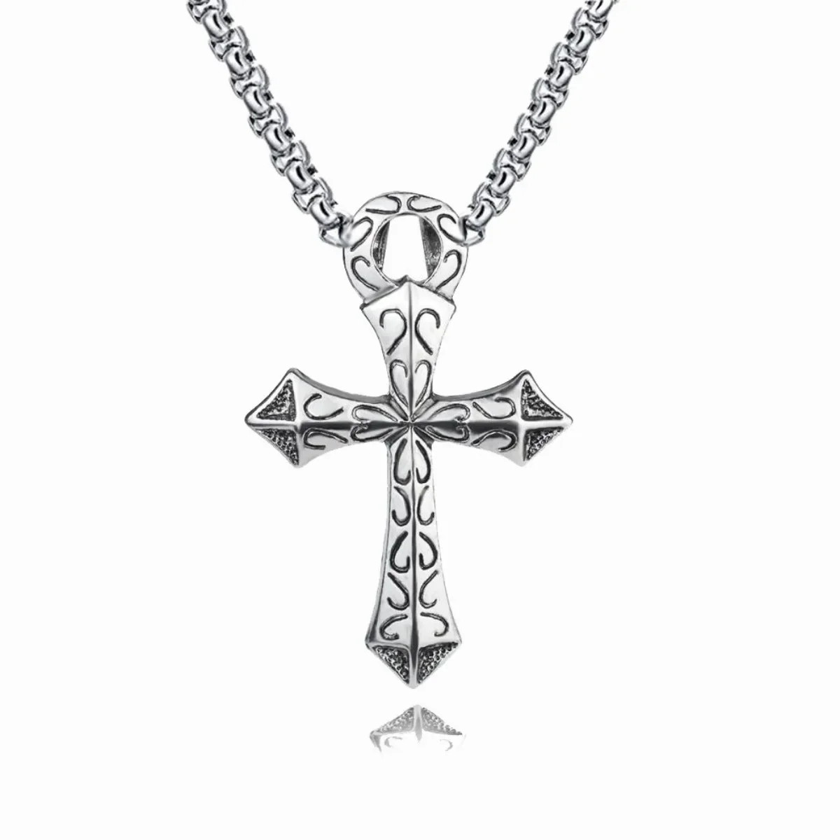 Men’s Punk Pendant Stainless Steel Necklace Minimalism Hip Hop Style Jewelry Cha
