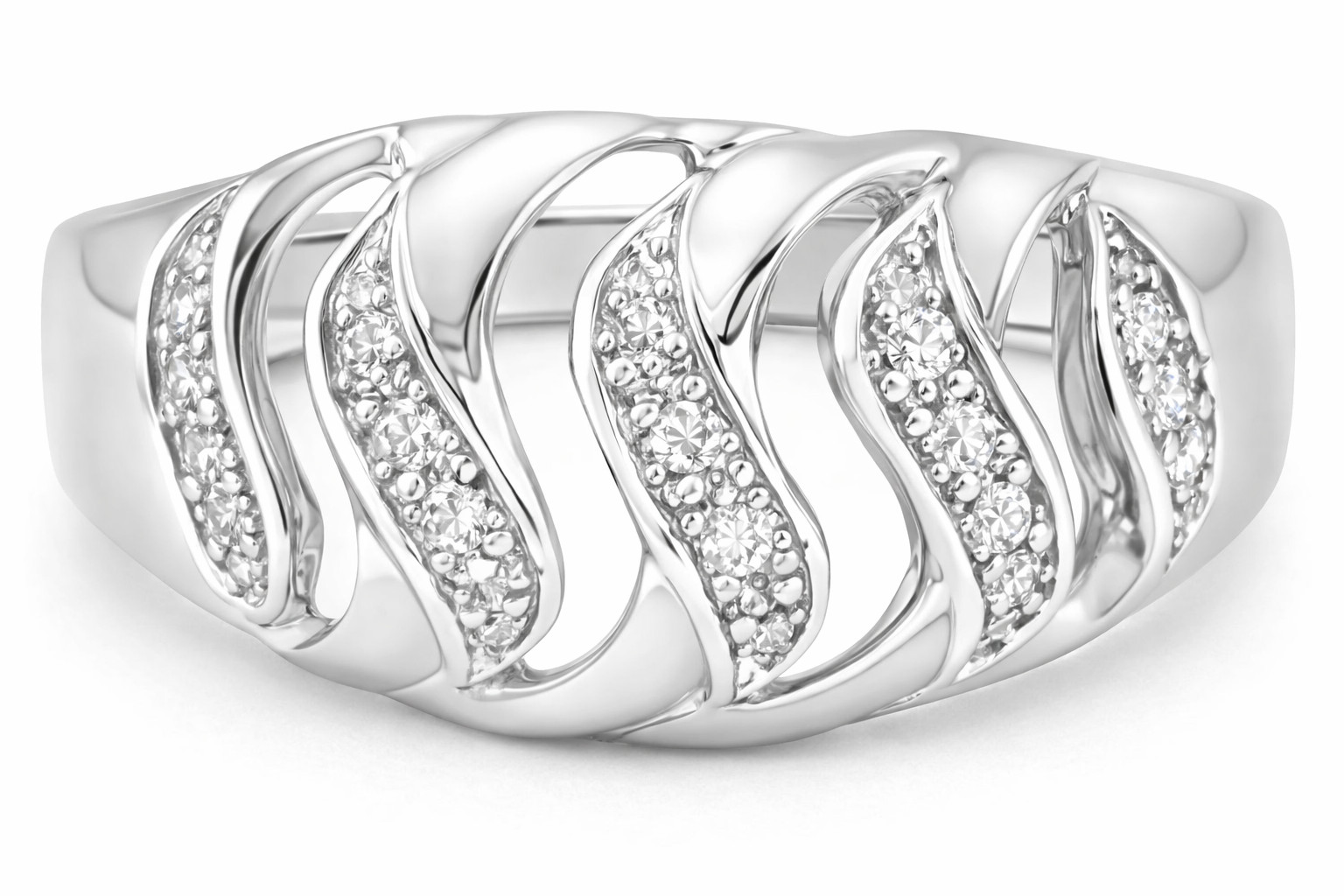 GENUINE DIAMOND DOME RING 10K WHITE GOLD – Made in USA – Free Appraisal Service