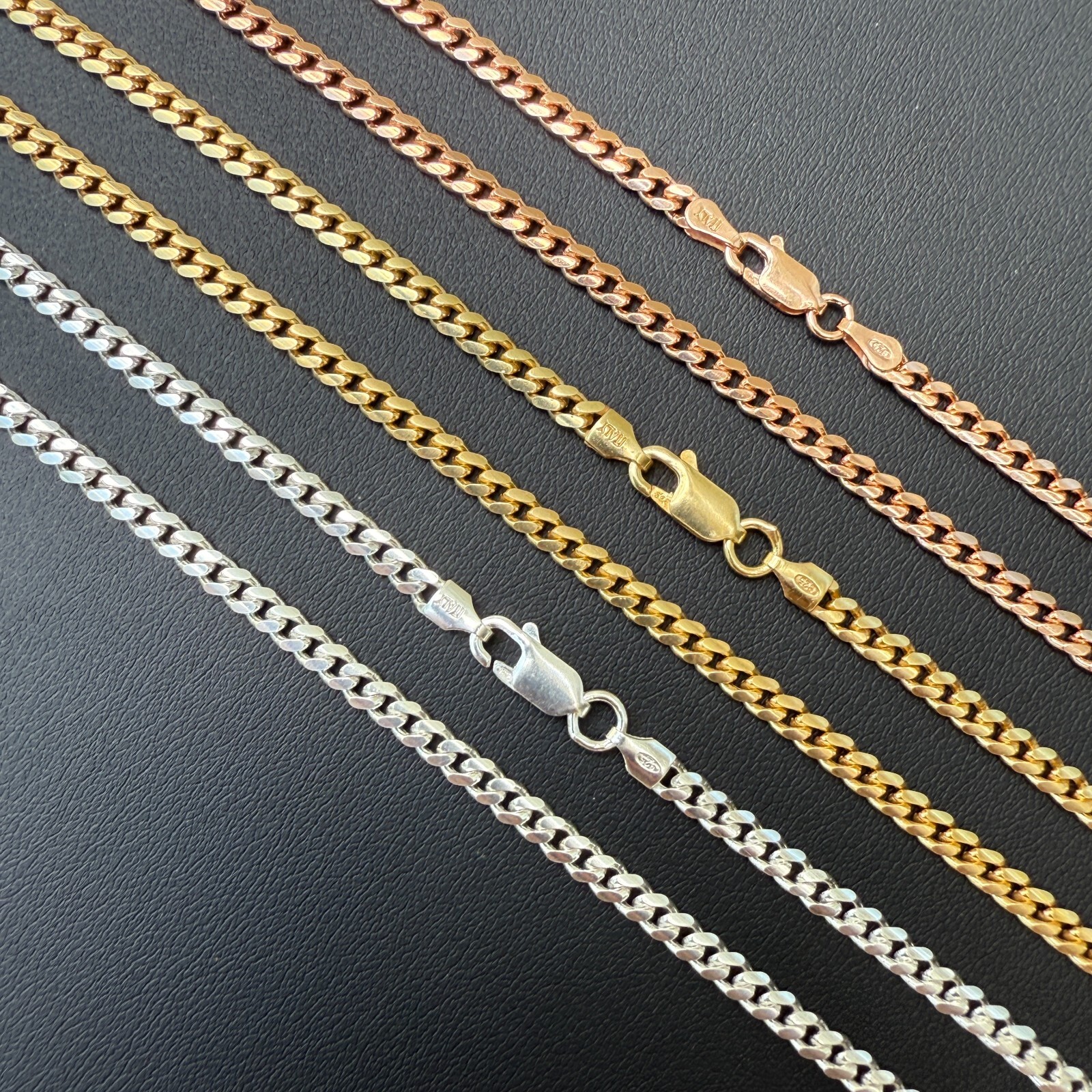 3.5mm Miami Cuban Chain- 925 Sterling Silver, 14k Gold Vermeil, 14k Rose Vermeil
