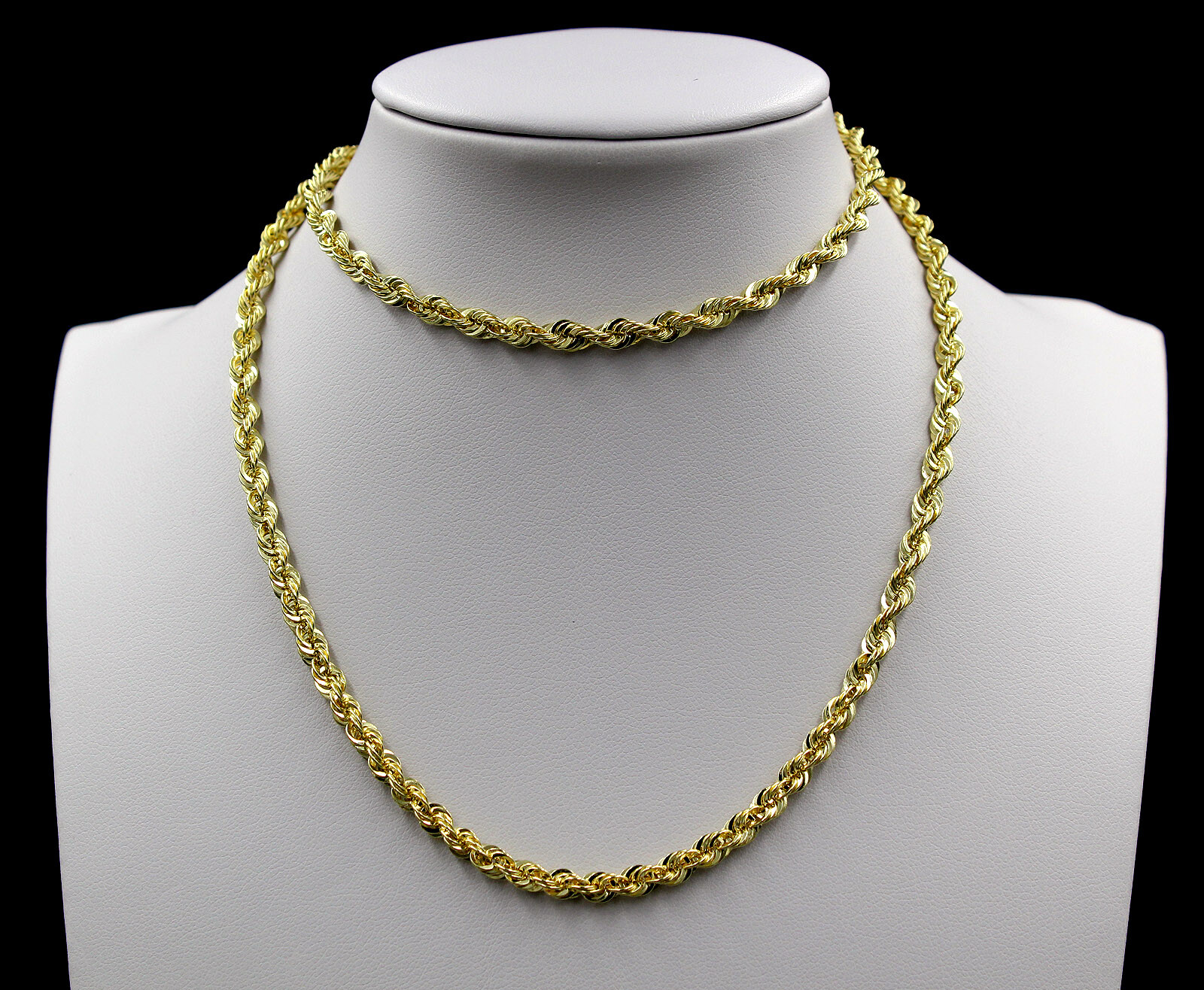 10K Yellow Gold 2mm-6mm Diamond Cut Rope Chain Necklace or Bracelet 16″ – 30″