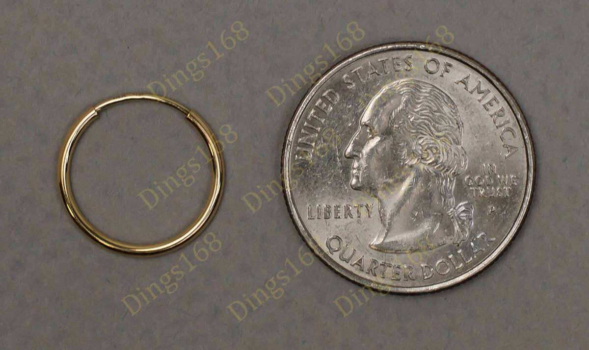 Real 18K Yellow Gold Filled Tarnish-Free 12mm Small Endless Huggie Hoop Earrings