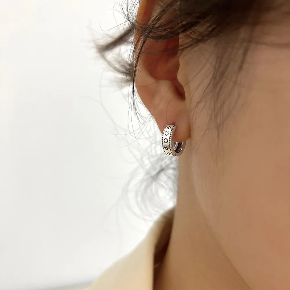 925 Sterling Silver Heart Star Huggie Hoop Earrings Small Women Jewellery Gift