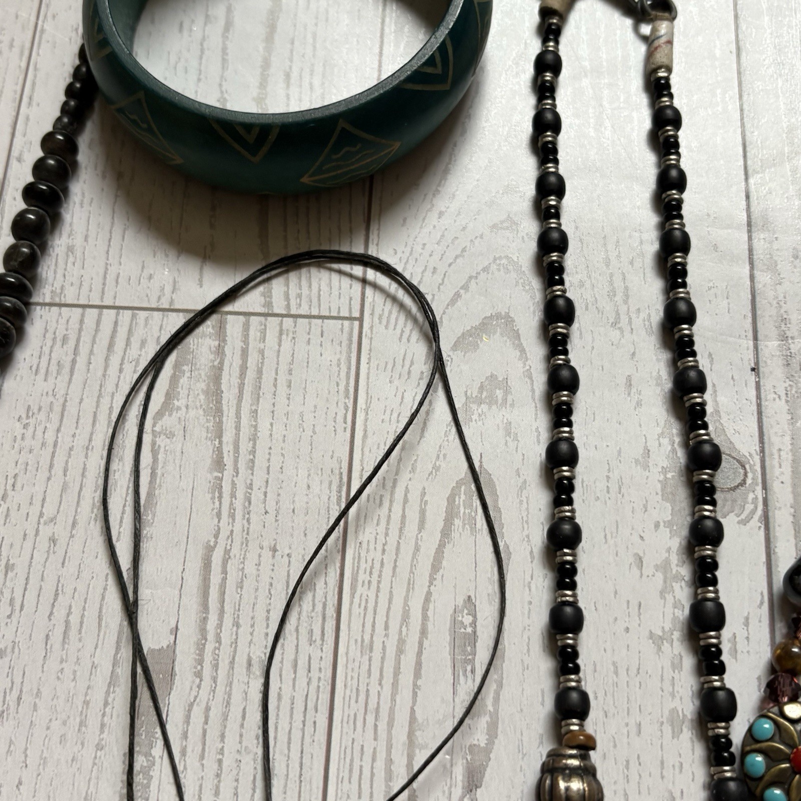 Vintage Tribal Nepal Tibetan Jewelry Lot Carved Trade Beads Nuts Stones Resin