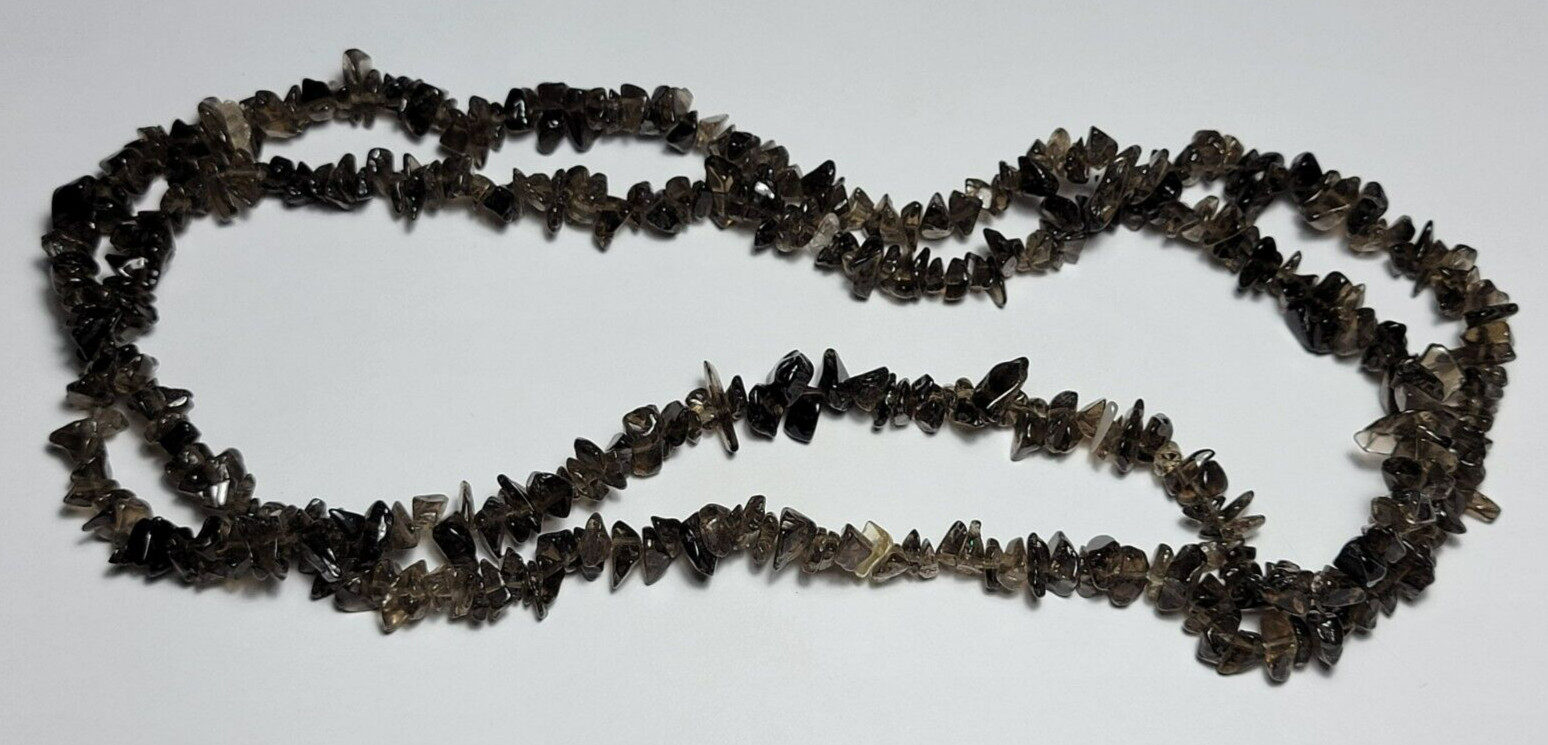 Smoky Quartz Chip Bead Strands about 32” long