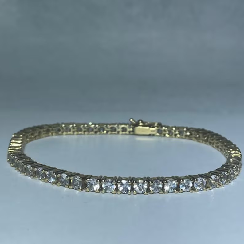 7′ Inch Long Tennis Wedding Bracelet Solid 14K Yellow Gold 6 CT Round Cut VVS1