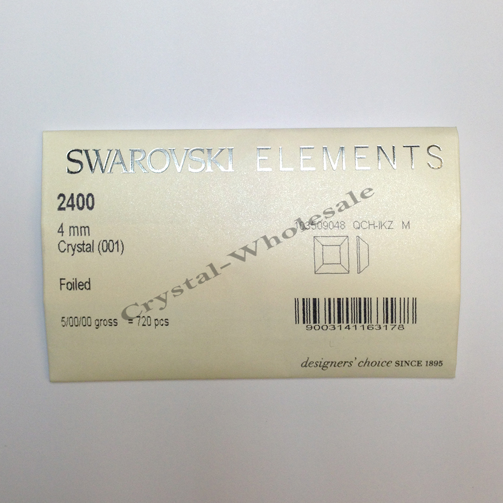 24 pcs Swarovski 2400 Square Flatback Rhinestones Foiled 4mm clear CRYSTAL (001)