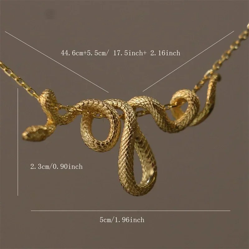 Punk Snake Pendant Necklace Silver Tone Winding Choker Hip Hop Gift Unisex