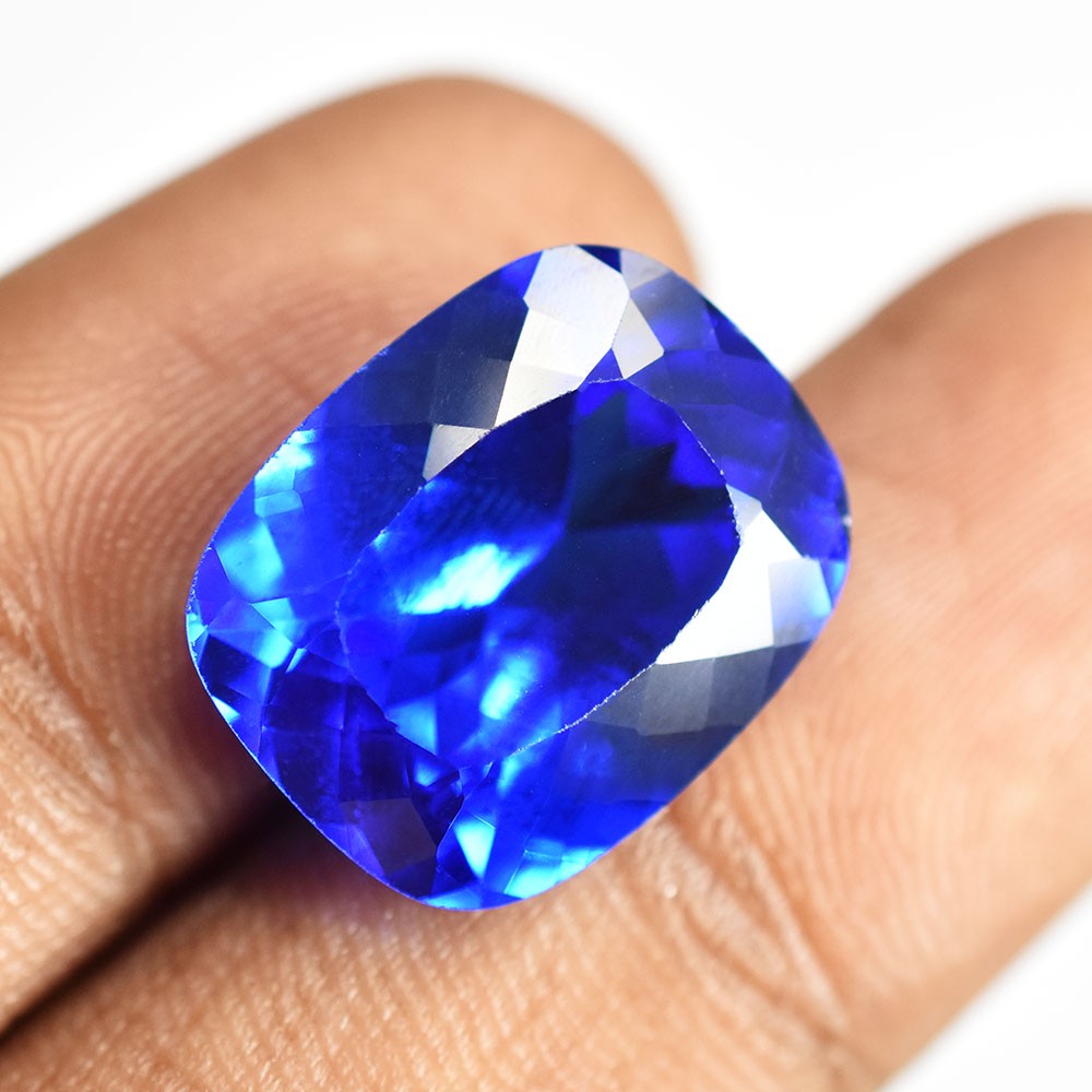 CERTIFIED Natural Blue Tanzanite 17 Ct Cushion Cut Flawless Loose Gemstone