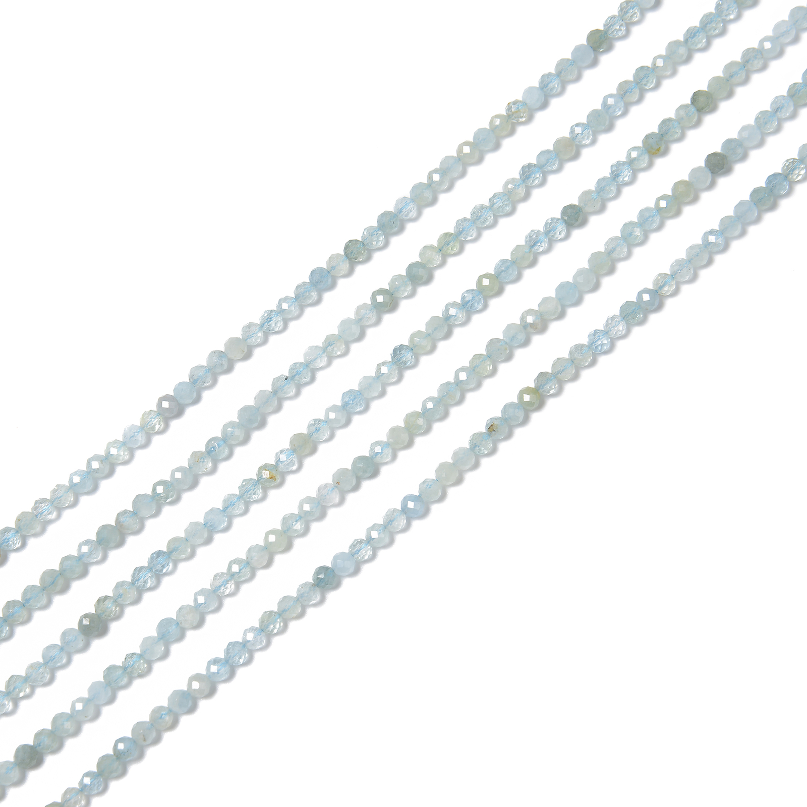 Natural Translucent Aquamarine Faceted Round Beads Size 2mm 3mm 4mm 15.5” Strd