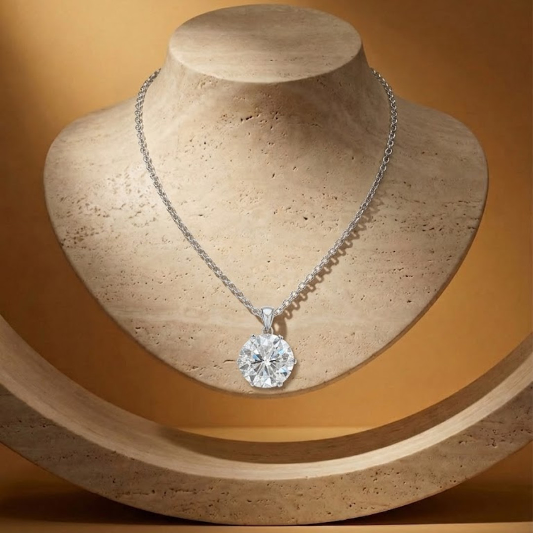 RARE 24 Ct Certified White Diamond Solitaire Pendant-PROMO-FREE Diamond Studs