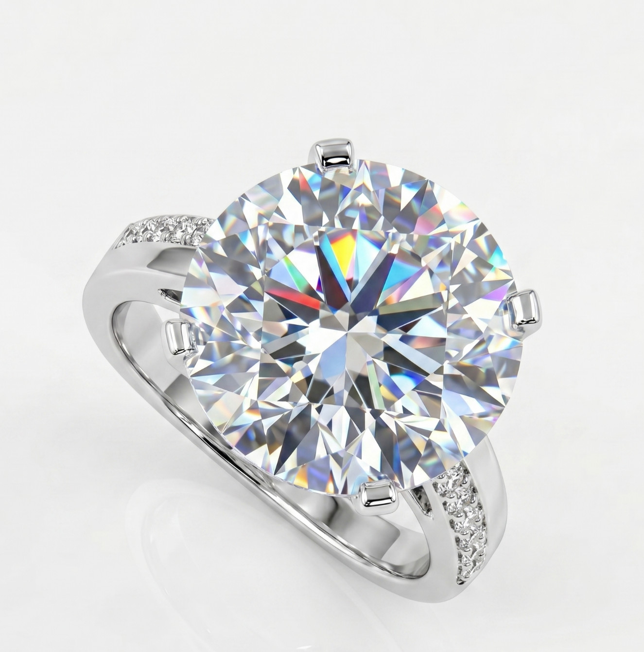 6.00 Ct Certified Round Cut White Natural Diamond Ring VVS1 White Gold Finish