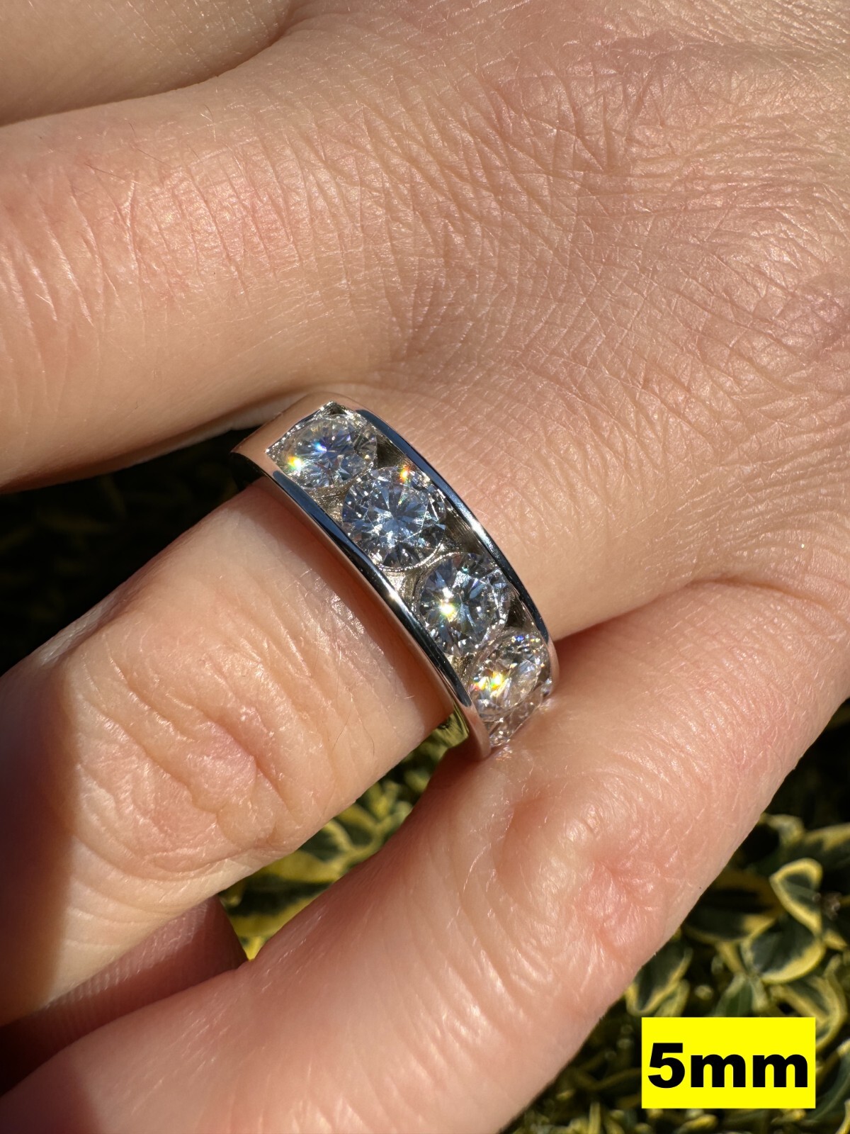 Real Moissanite Half Eternity Band Channel Set Wedding Ring 925 Silver 1.5mm-5mm
