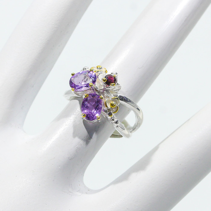 One of a kind Not Enhanced Natural Amethyst Silver 925 Sterling Ring/RVS86
