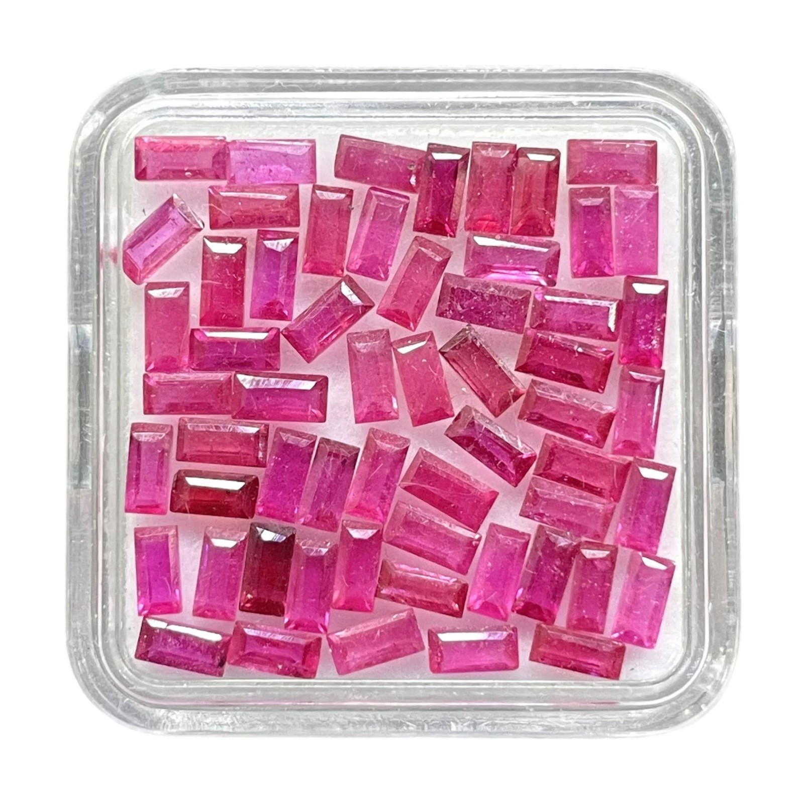 10 Pcs Natural Mozambique Ruby 4x2mm Baguette Cut Pinkish Red Loose Gemstone Lot