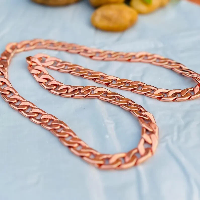 22 inch Pure Copper Solid CUBAN Chain Necklace, Healing Jewelry Spiritual
