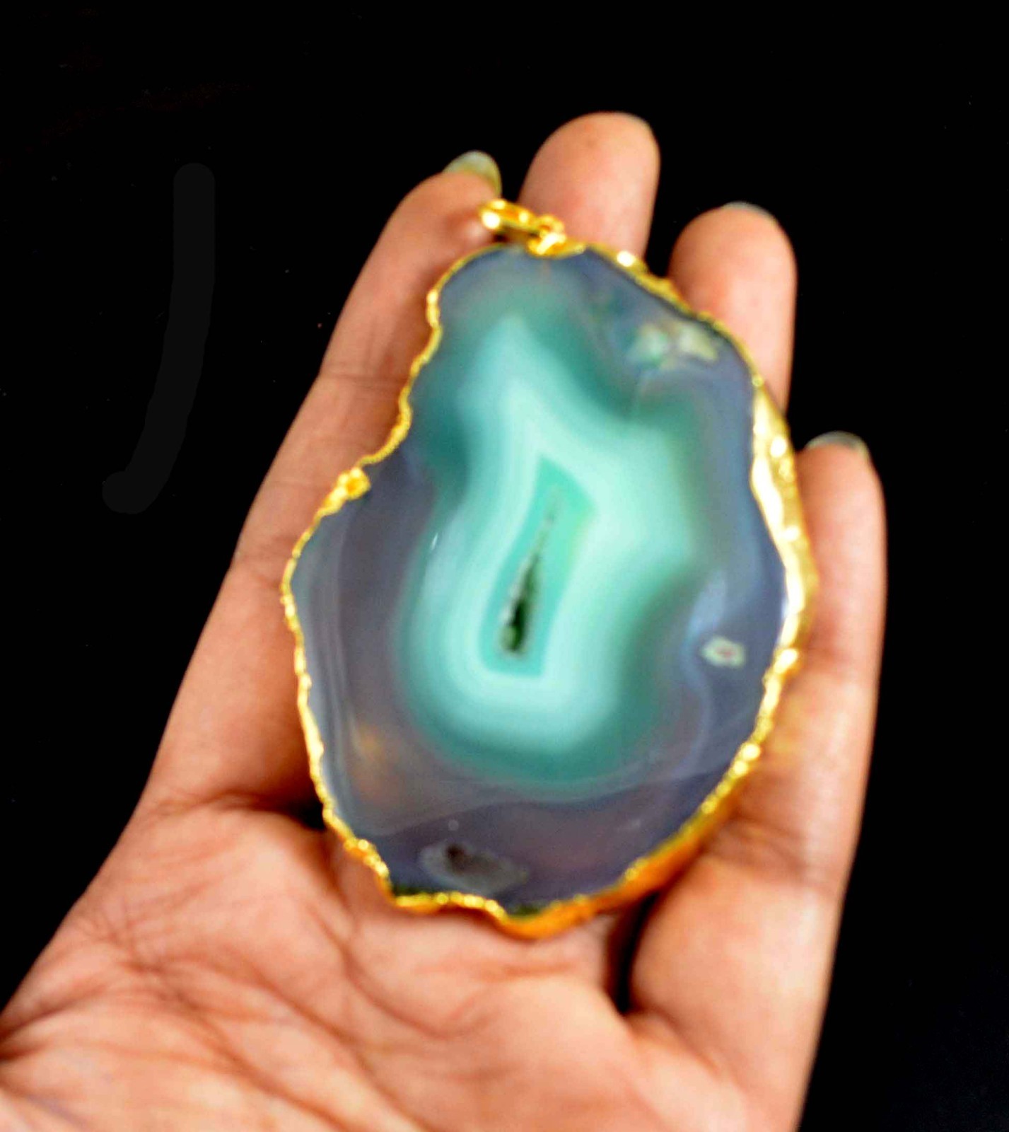 164 Cts. Dyed Raw Green Agate Gold Plated 2.42″ Pendant Women’s Jewelry-A751