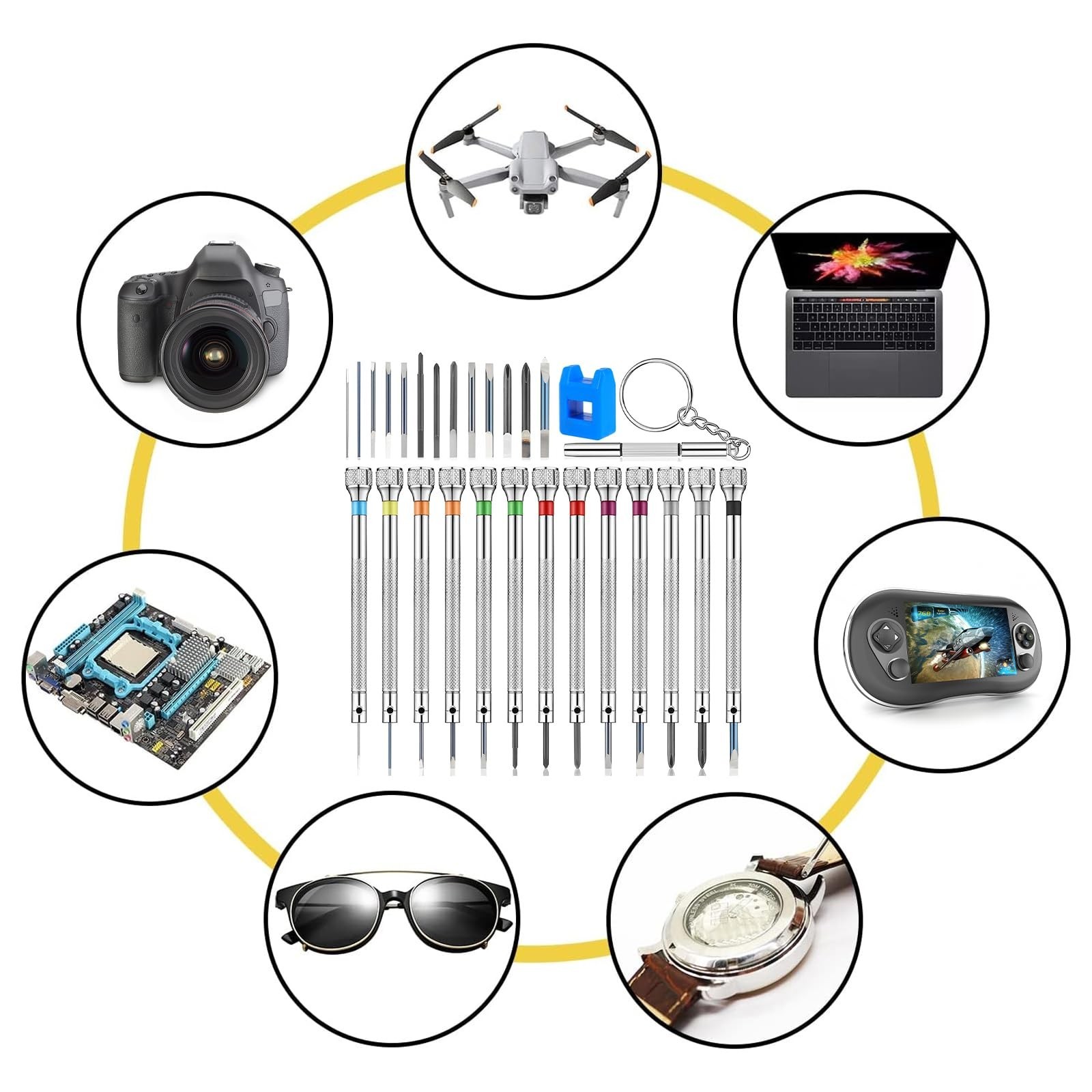 26 Pcs Precision Screwdriver Set for Watch Repair, Eyeglasses & Jewelry – 0.6-2.