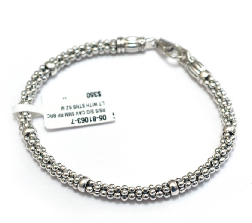 LAGOS Sterling Silver Signature Caviar 5mm Rope Station Bracelet 7 Medium New