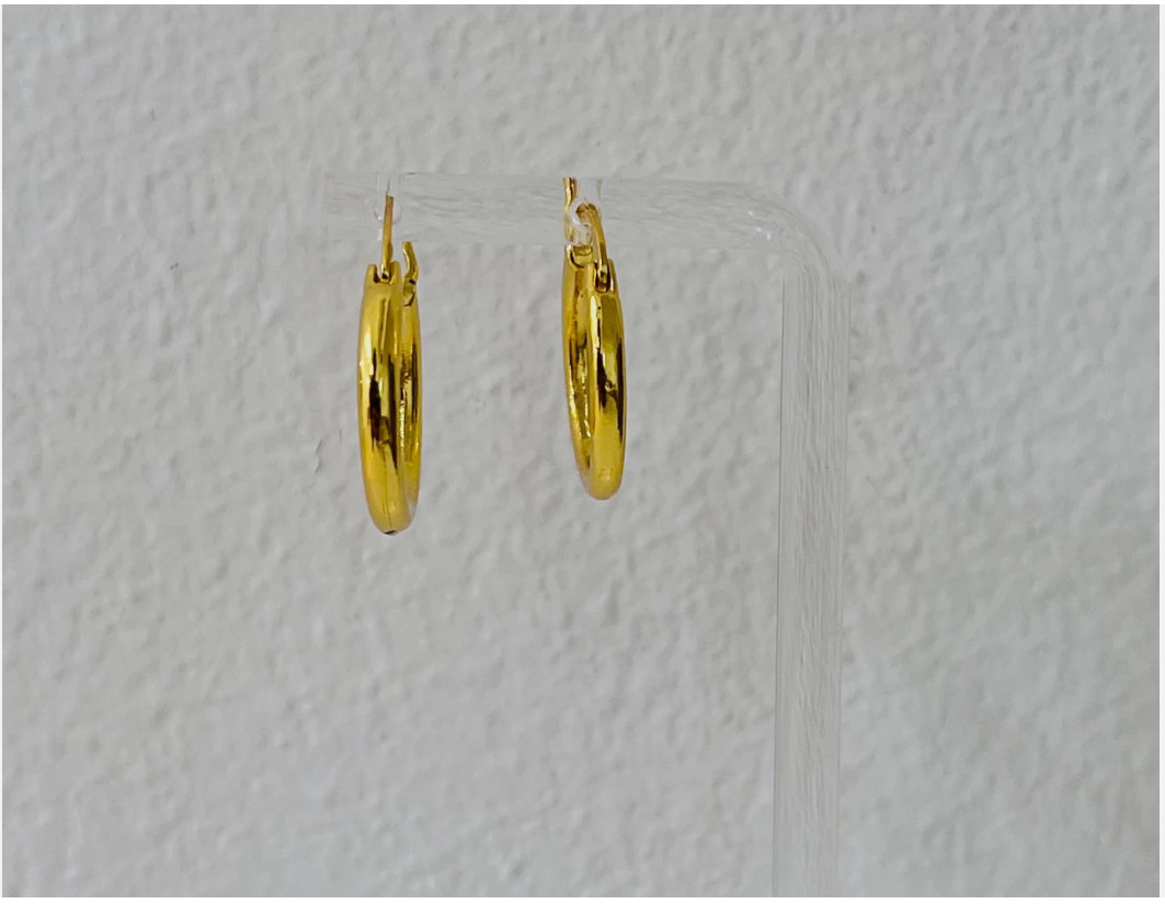 18k Gold Filled Hoops, everyday wear, waterproof, earrings for women