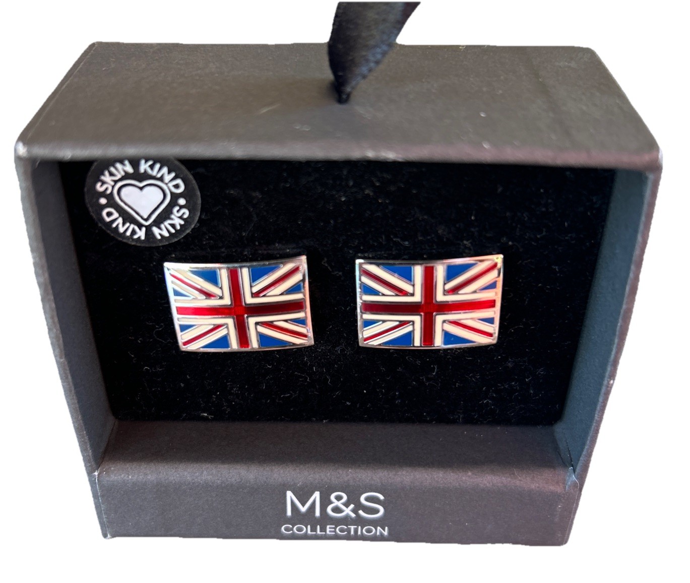 British Union Jack Flag UK United Kingdom Cuff Links Pair In Original Box