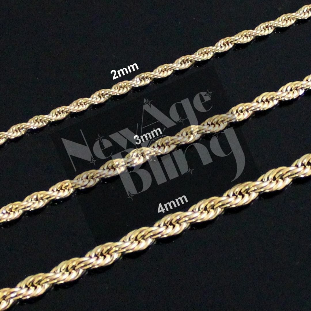Stainless Steel Gold Plated Rope Chain Necklace Trendy Durable Premium Quality