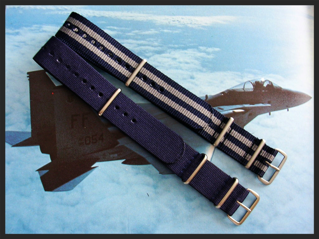 Blue-Grey NATO G10 Prem nylon watchband strap 2 pak Bond IW SUISSE 18 20 22 24mm