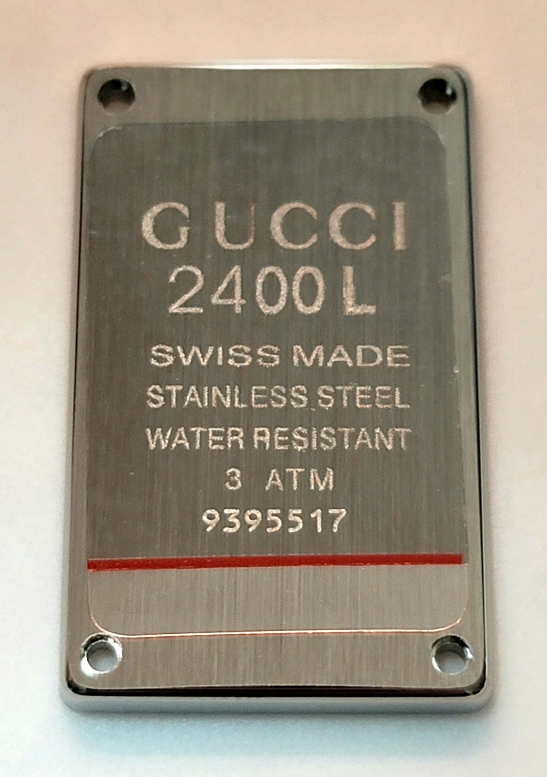 SB4-G6: Brand New Genuine GUCCI 2400L Case Back – Silver Tone – Stainless Steel