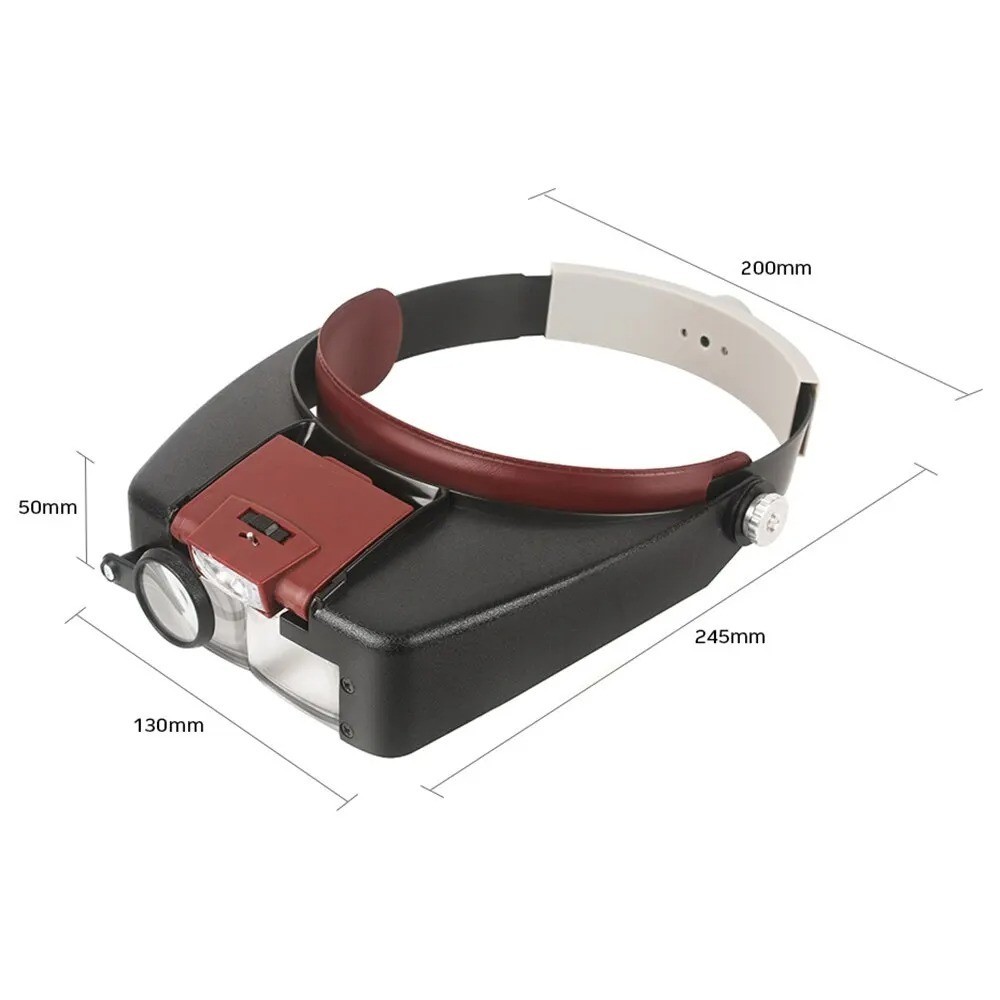 LED Jewelers Head Headband Magnifier Illuminated Visor Magnifying Glasses Loupe