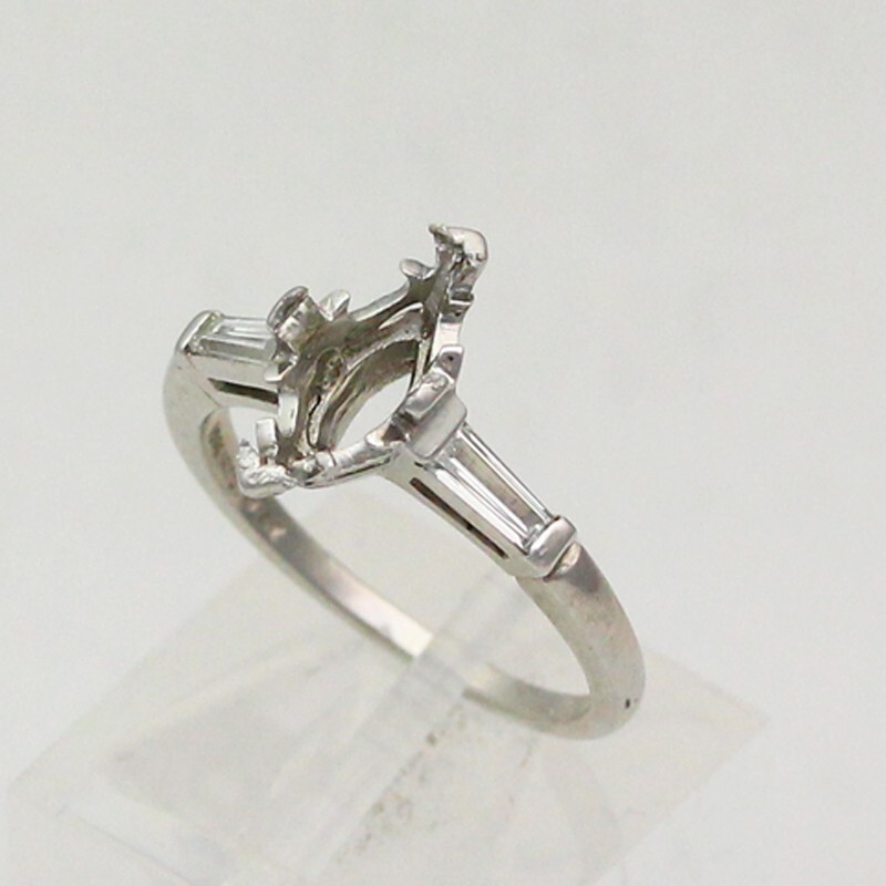 Platinum Empty Mounting & .30 cttw Tapered Baguette Diamond Ring – Size 5.75