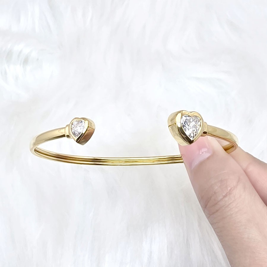 Heart gold plated silver 925 bangle