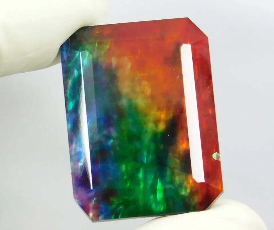 Natural Ammolite Doublet Organic Opal-Like 50.75 Ct EGL Certified Loose Gemstone
