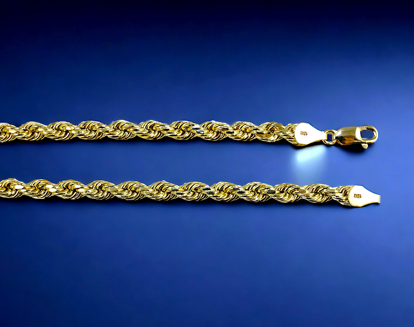 10K Yellow Gold Rope Necklace Bracelet Chain Diamond Cut 2mm-10mm 7″-30″
