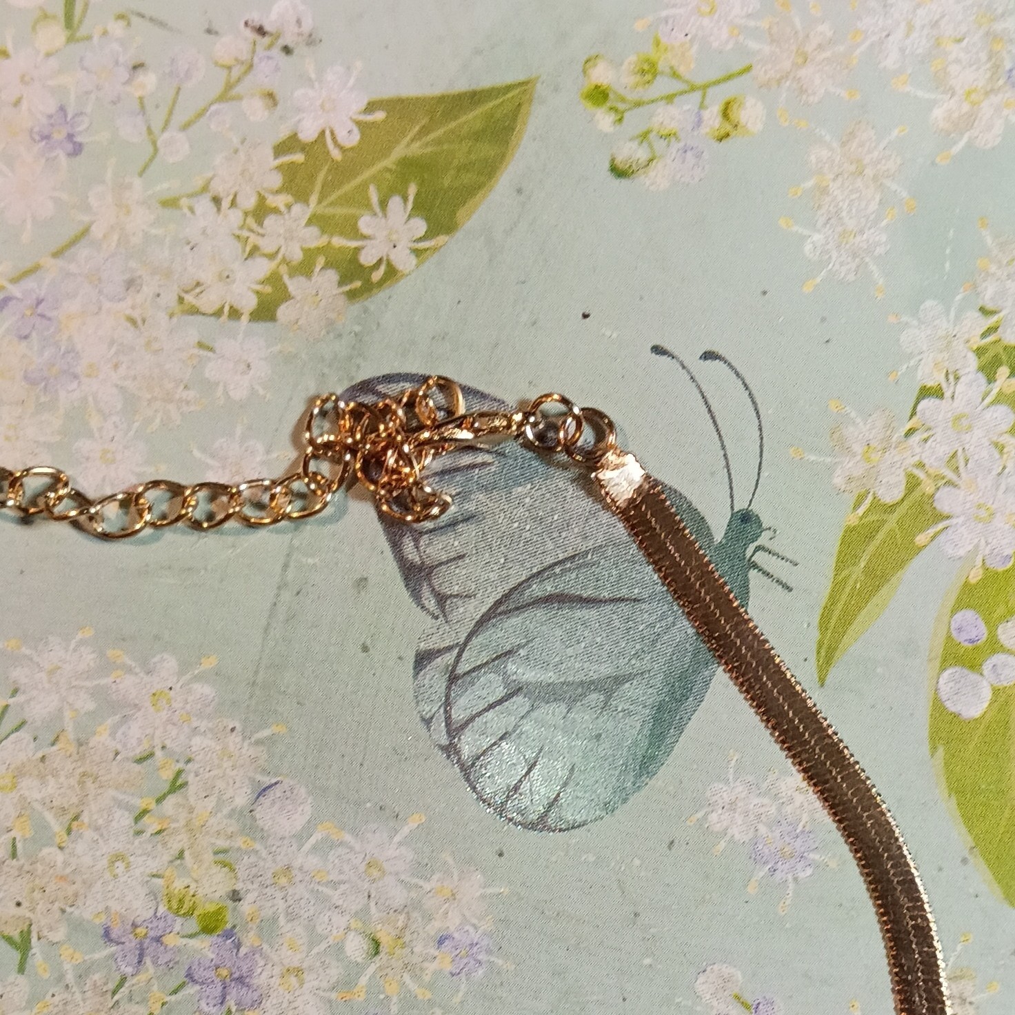 Gold Tone Herringbone Chain Necklace Adjustable Extension Lobster Clasp
