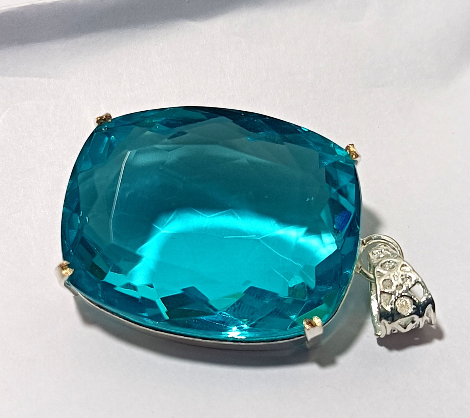 125.50 Ct Natural Blue Topaz 925 Solid Silver Pendant Certified Loose Gemstone