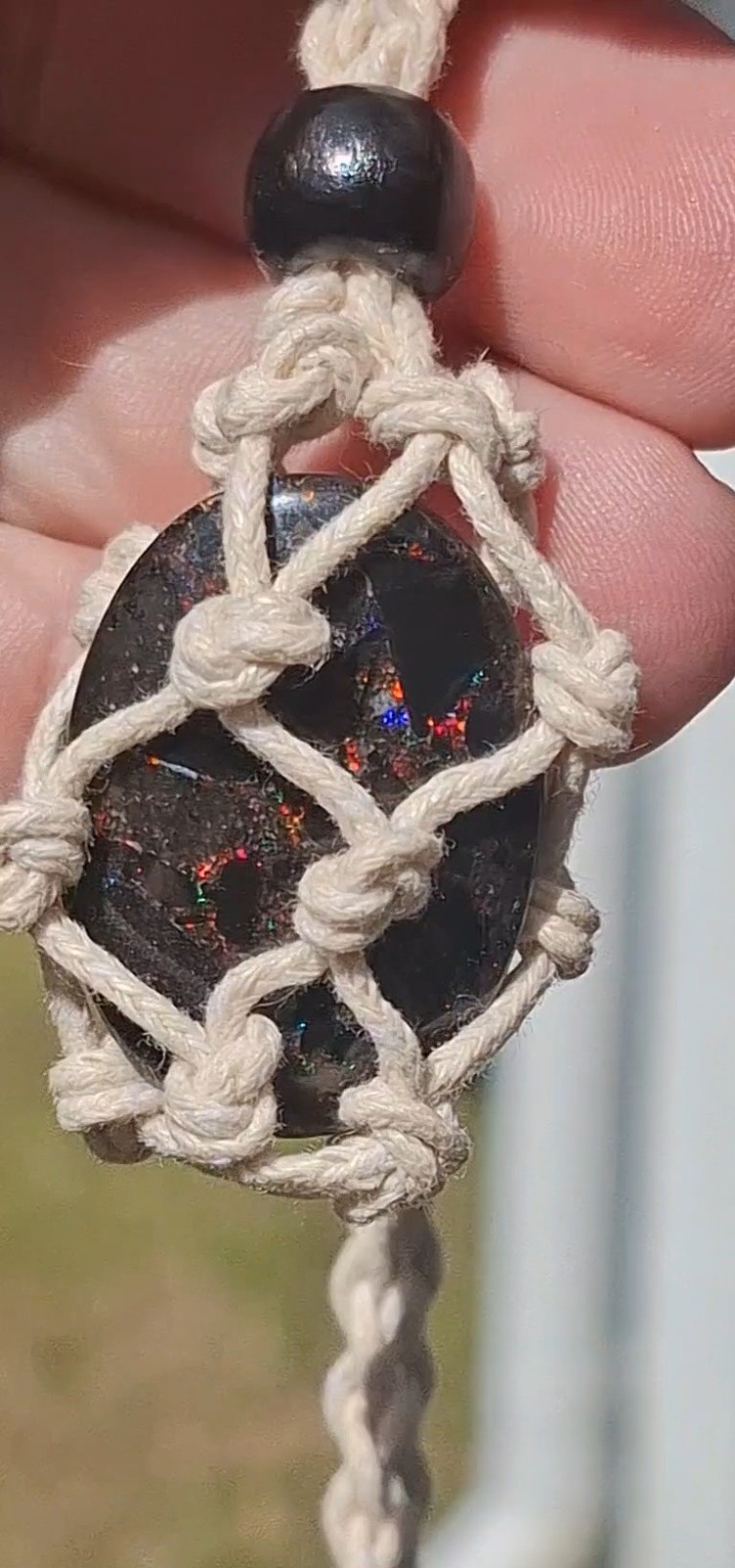 30cts Jundah treated matrix opal. Bright multicolour patterns on both sides