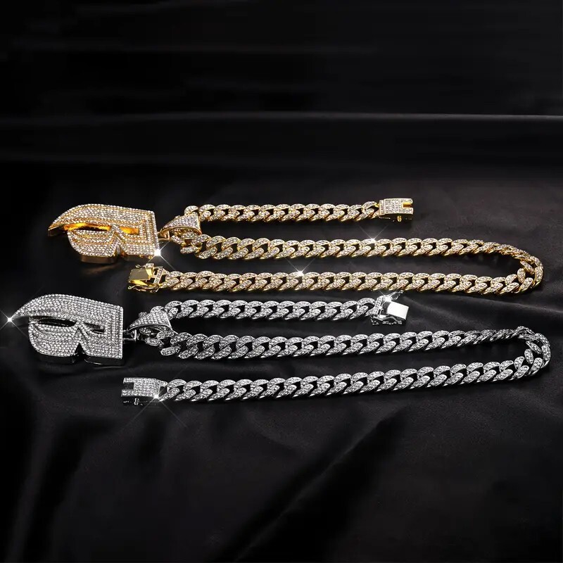 Ruff Ryder R Initial Large Pendant & Iced Cubic Zirconia Chain Hip Hop Necklace