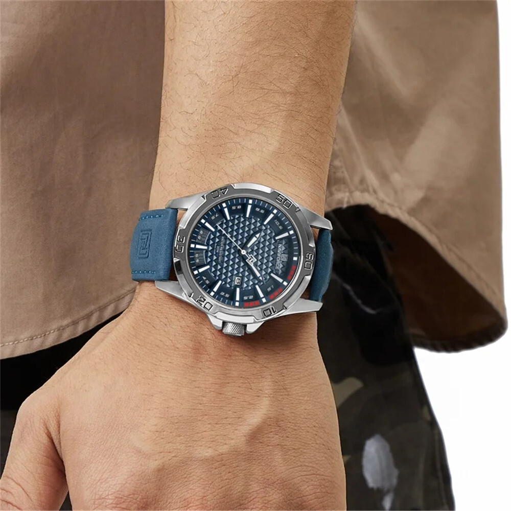 NAVIFORCE Men Quartz Watch Leather Watch Gifts Simple Dial Male Sport Wristwatch