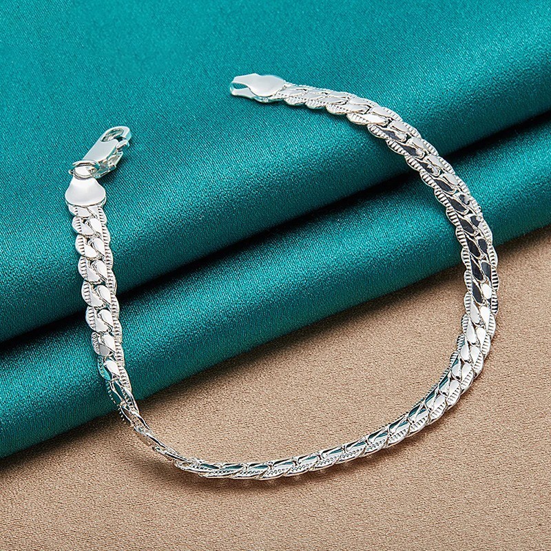 925 Sterling Silver 6mm Side Chain 16/18/20/22/24 Inch Necklace For Women Man
