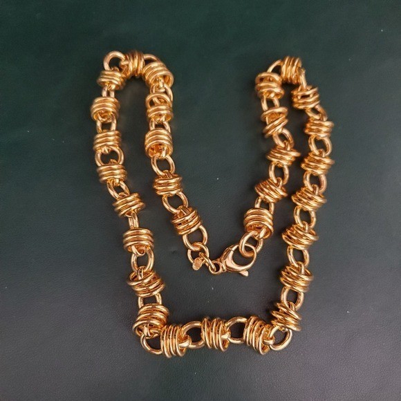 Bronze Milor Italy Gold Tone Loop Necklace Everyday Wear to Dressy