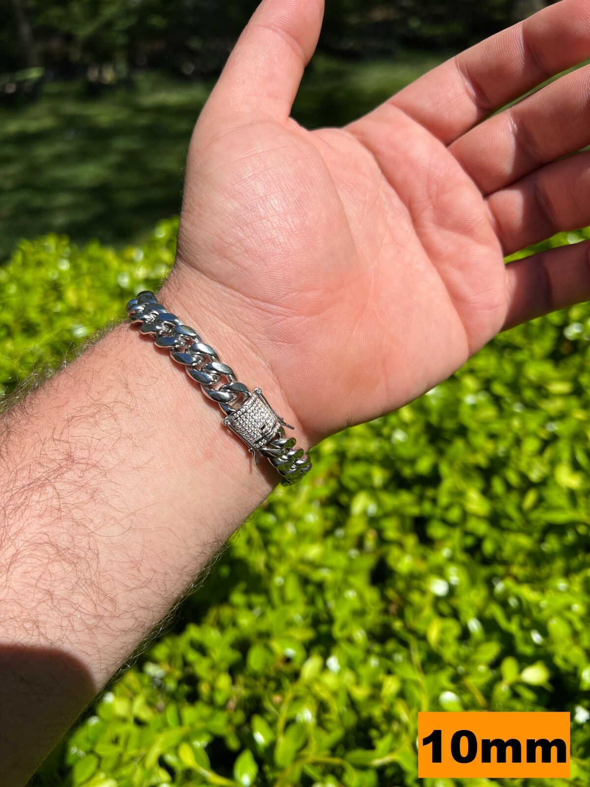 Miami Cuban Link Stainless Steel Bracelet 1ct CZ Iced 925 Silver Clasp 8mm-14mm