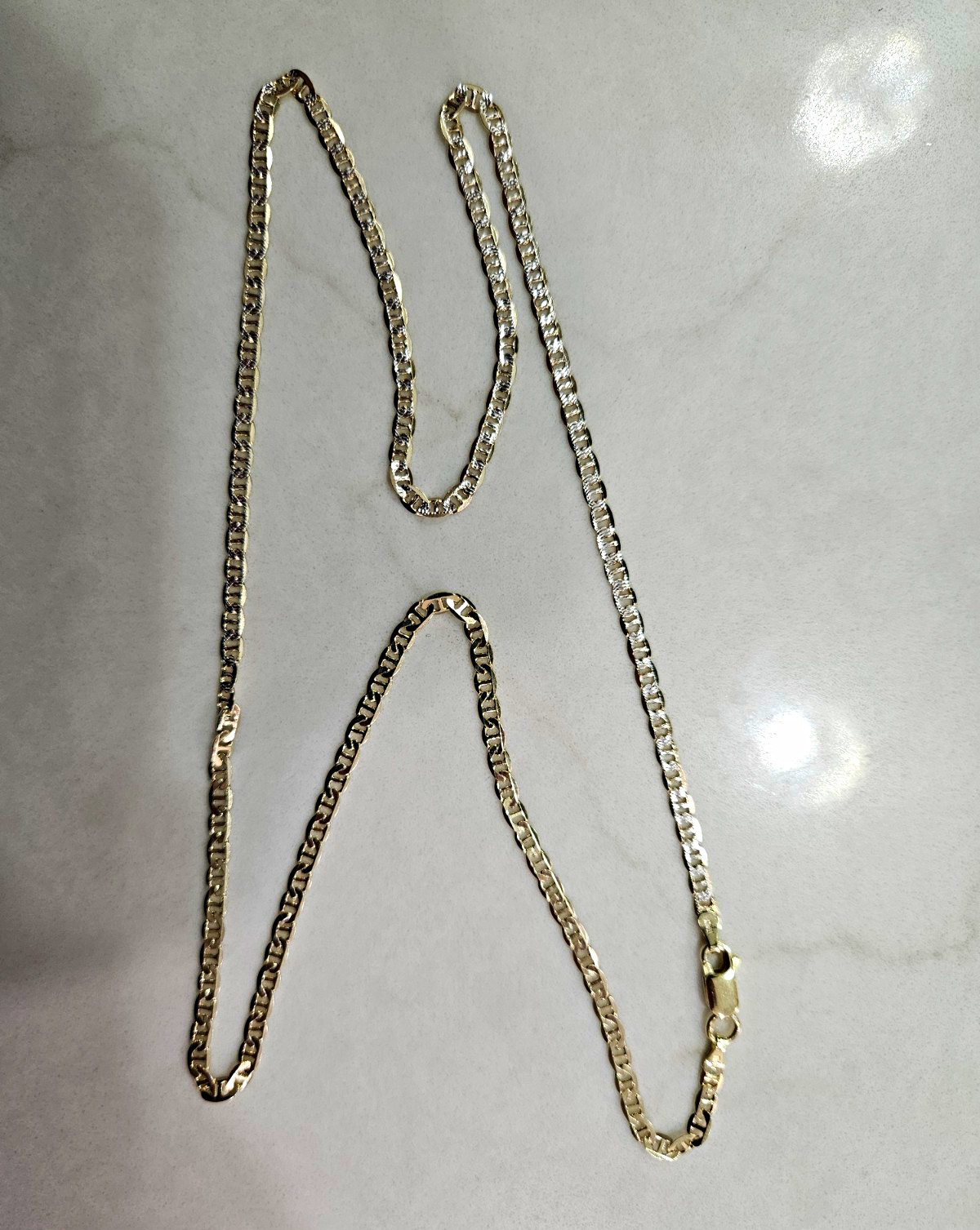 Harlem Bling 925 Italy 3.5mm 24 Inch 2 Tone Mariner. 14kGold Over Silver