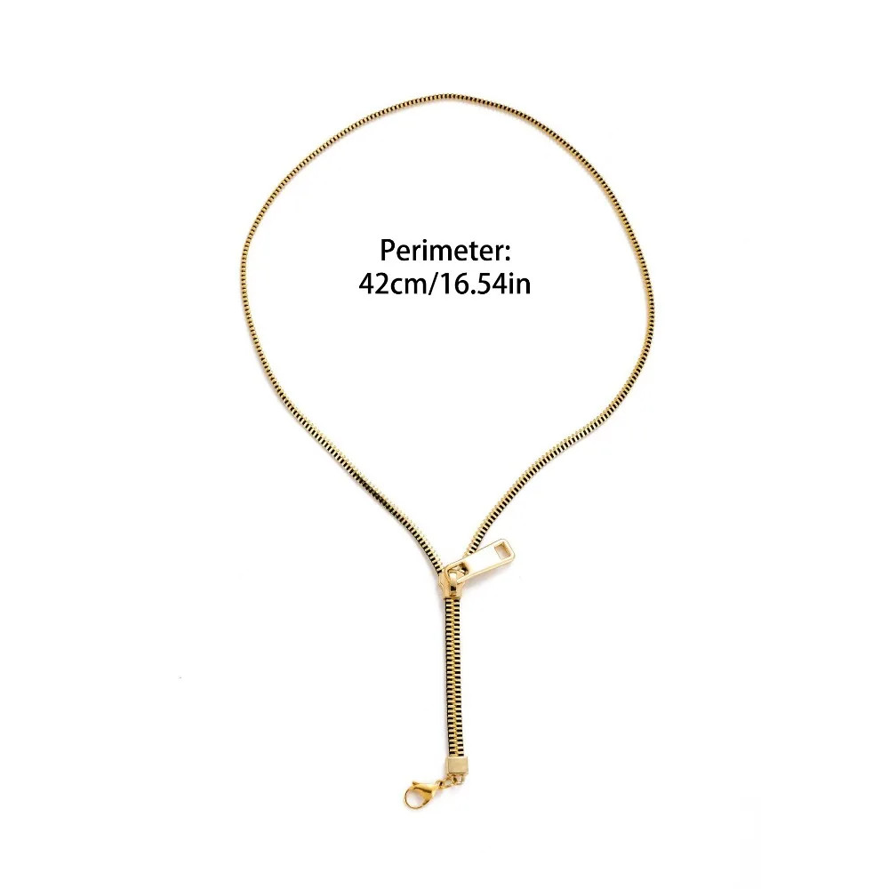 Jewelry Choker Zipper Necklace Hip-hop Punk Pull-able Zipper Sweater Chain Trend