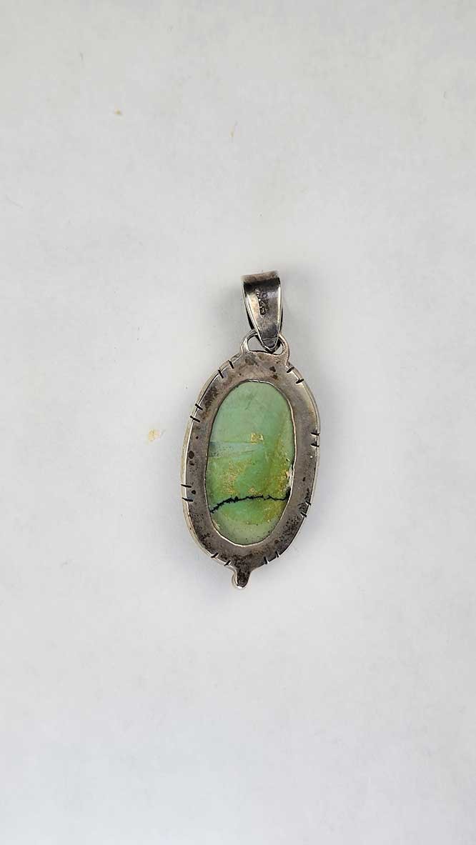 Handmade .925 Sterling Silver Light Turquoise Pendant 1.75″ Nepal Artisan