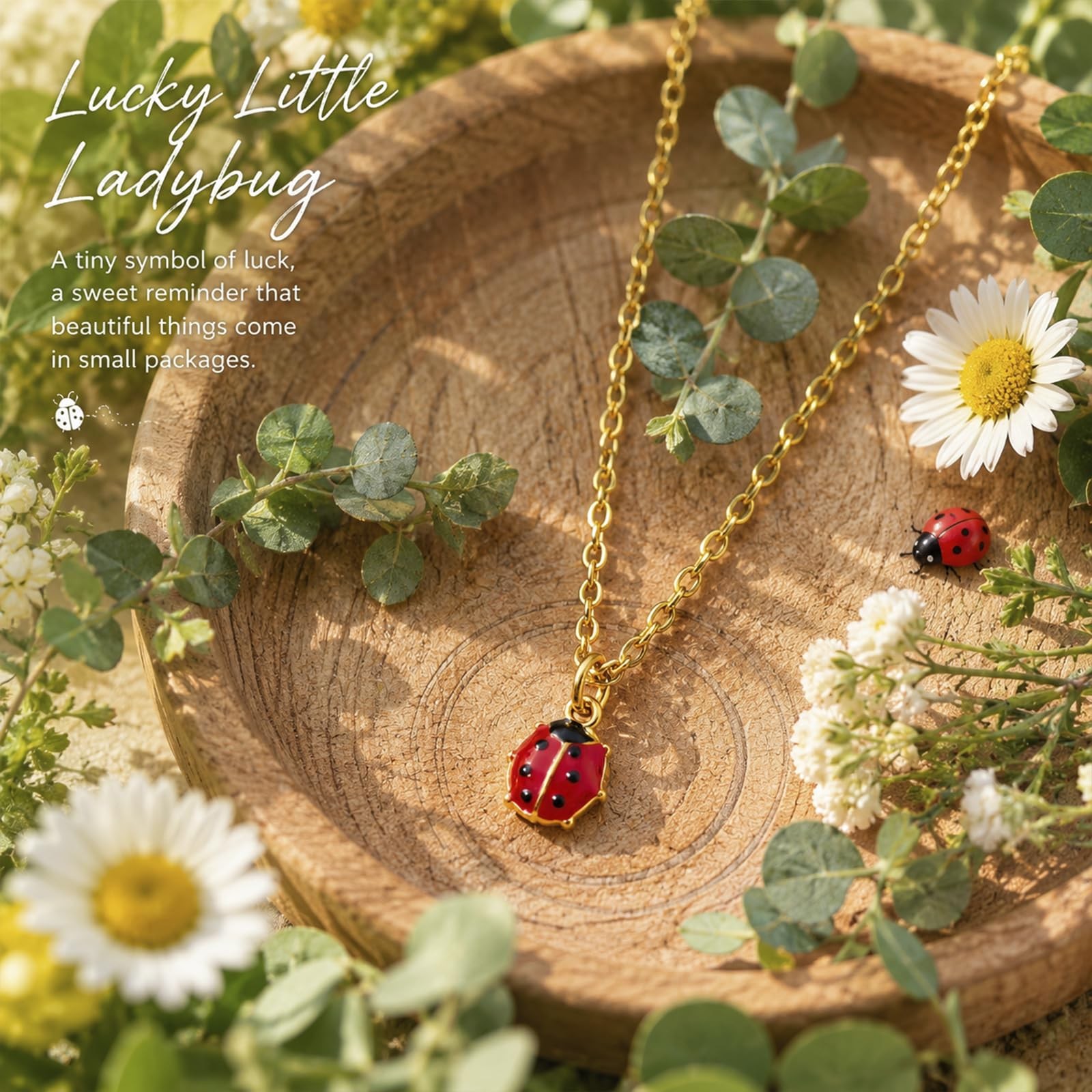 Ladybug Necklace Good Luck Charm Ladybug Jewelry Lady Bug Accessories Lady Bu…