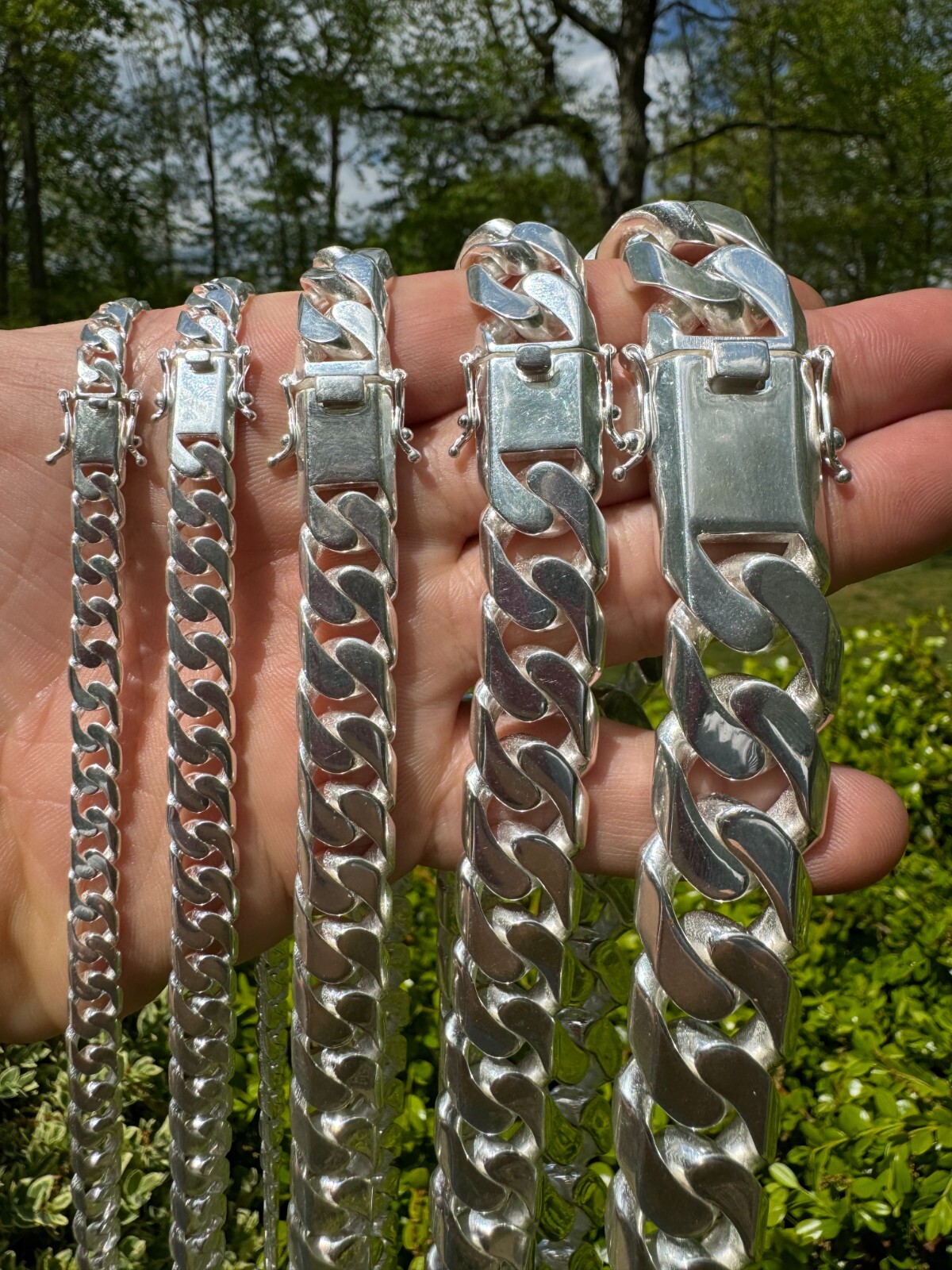 Handmade Miami Cuban Link Chain Necklace / Bracelet Real Solid 925 Silver 6-20mm