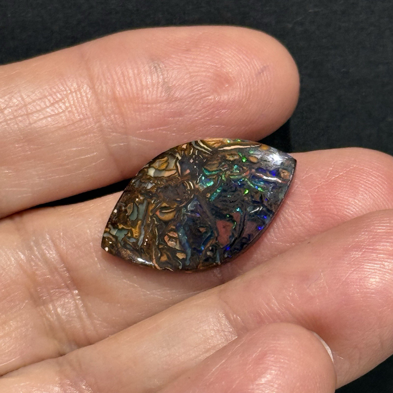8.05ct 24×14.6×2.7mm Finely Polished Australian Koroit Boulder Opal Cabochon