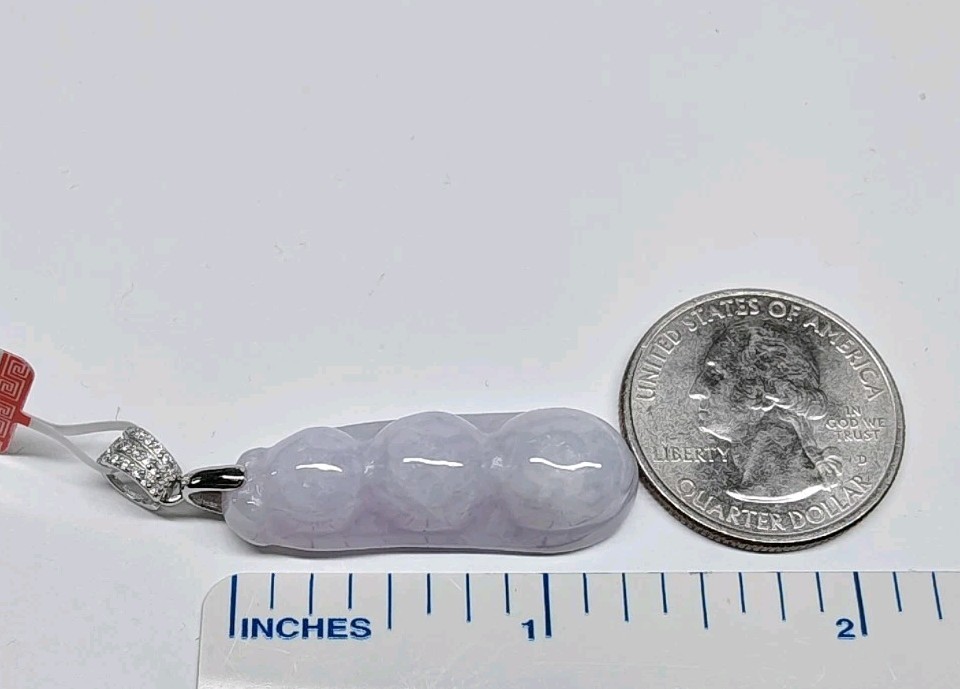 Certificate Jade Gourd Pendant Icy Purple Natural Jadeite Translucent紫色冰透玉葫芦翡翠A货